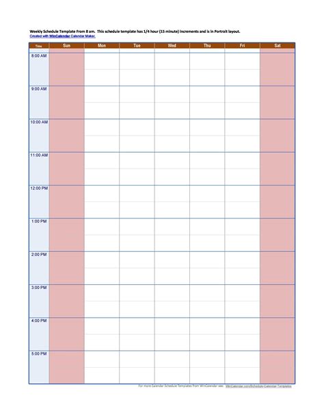 Printable Calendar With Hourly Time Slots